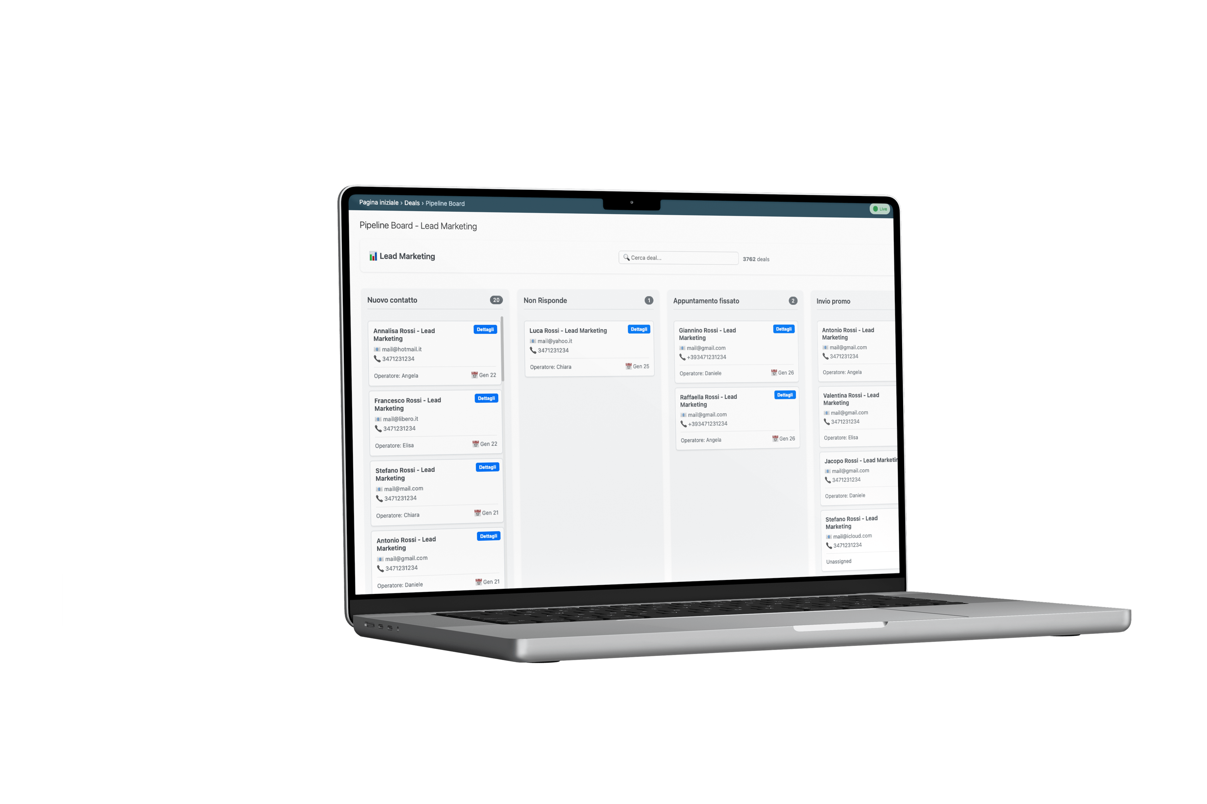 Pipeline Board CRM Relatia - Gestione lead e contatti